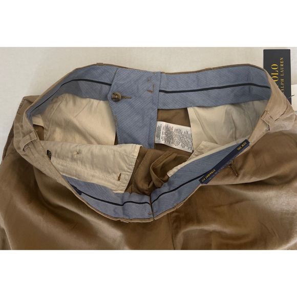 POLO RALPH LAUREN Mens Sz 32x30 Khaki Straight Fit Lightweight Linen Blend Pants - Picture 11 of 12
